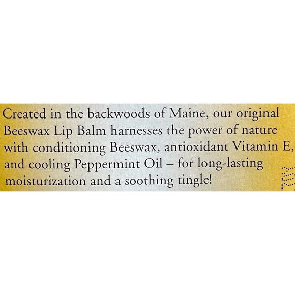 Burts Bees Lip Balms Original Flavor Box Of 4 Beeswax Vitamin E & Peppermint Oil - Picture 8 of 15